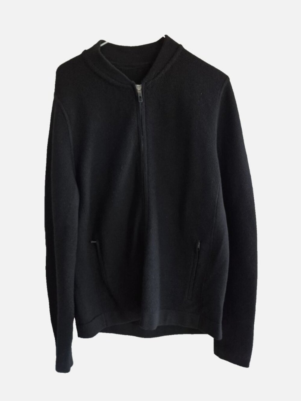 Lululemon Men's Full Zip Waffle Knit Sweater Jacket Size L Black